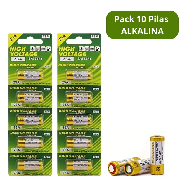 Pilas Alcalina 23a X10 Unids A23 Alarmas Portones Remoto