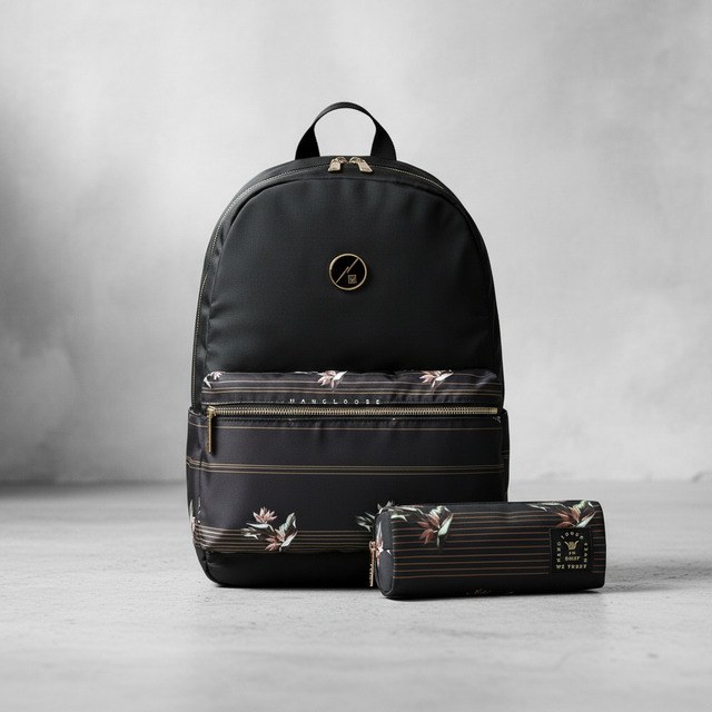 Mochila Hang Loose Escolar Megy Florido 15l + Estojo Preto Florido Mochila Hang Loose Escolar Megy Florido 15l + Estojo Preto Florido