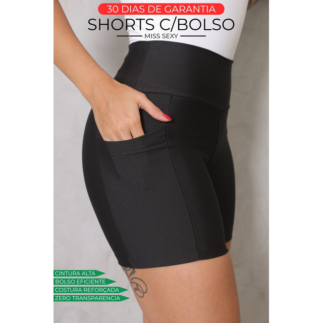 Shorts Academia Feminino Modelador Com Bolso Zero Opacidade