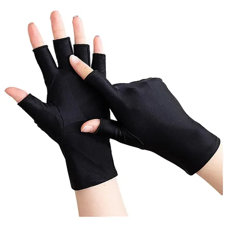 Guantes Negro Ordinary Protección Uv Para Manicura Sin Dedos Spandex