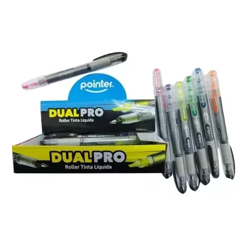 Boligrafos Con Resaltador 2 En 1 / 6 Colores Distintos X12