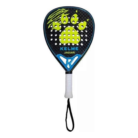 Pala padel Kelme Jaguar 2023 color negro celeste y amarillo