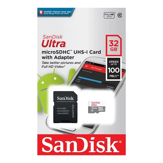 Tarjeta de memoria SanDisk UHS-I Card with Adapter 32GB 100Mb/s Ultra con adaptador SD 32GB