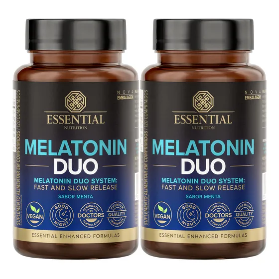 Kit 2 Melatonin Essential Nutrition Duo 120 Comprimidos Sabor Menta