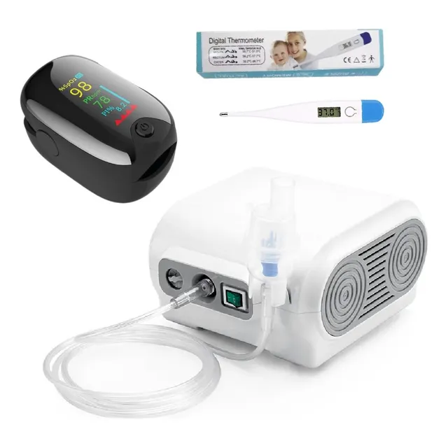 Kit De Nebulizador Portatil + Oximetro De Pulso + Termometro