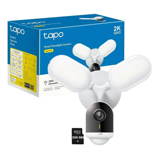 Cámara Seguridad Reflector Exterior Tapo C720 2k 4mp + 256gb