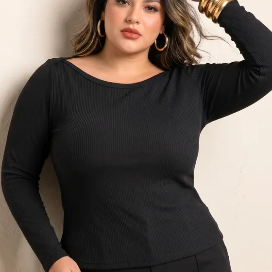 Blusa Feminina Manga Longa Plus Size Segunda Pele Inverno