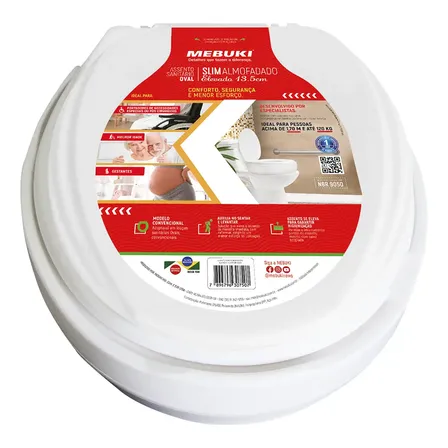 Assento Sanitário Elevado Almofadado Mebuki - 13,5cm Branco