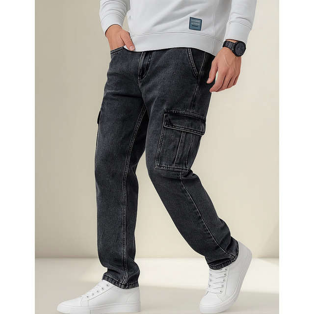 Calça Cargo Cinza Grafite Bolso Lateral Skatista Streetwear Calça Cargo Cinza Grafite Bolso Lateral Skatista Streetwear
