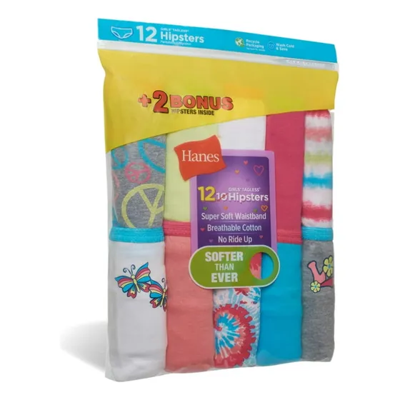 Pack De 12 Panties Hanes Para Niñas