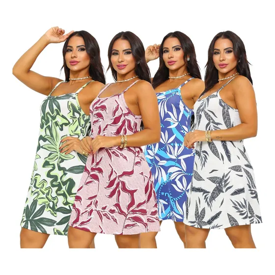 Kit 3 Vestidos Viscolycra Soltinho Leve Regata Moda Verão