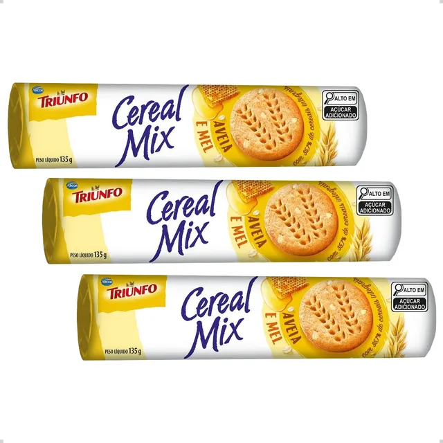 Biscoito Integral Cereal Mix Aveia E Mel Triunfo 135g 3 Un