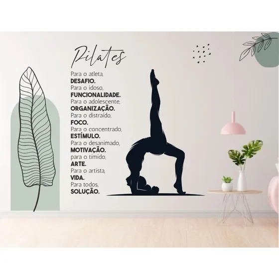 Adesivo Parede Joseph Pilates Boho Flor Movimento Verde Pb32