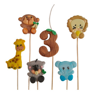 Adorno Torta Topper N° Vela Animalitos Safari Porcelana F X6 Adorno Torta Topper N° Vela Animalitos Safari Porcelana F X6