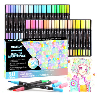 50 Marker Penspastel Felt Brush Tip Pens Dual Tip Fineliners 50 Marker Penspastel Felt Brush Tip Pens Dual Tip Fineliners
