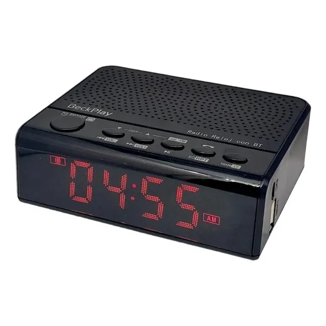 Radio Reloj Digital Recargable Led Alarma Bt 5.0 Fm Usb Cel