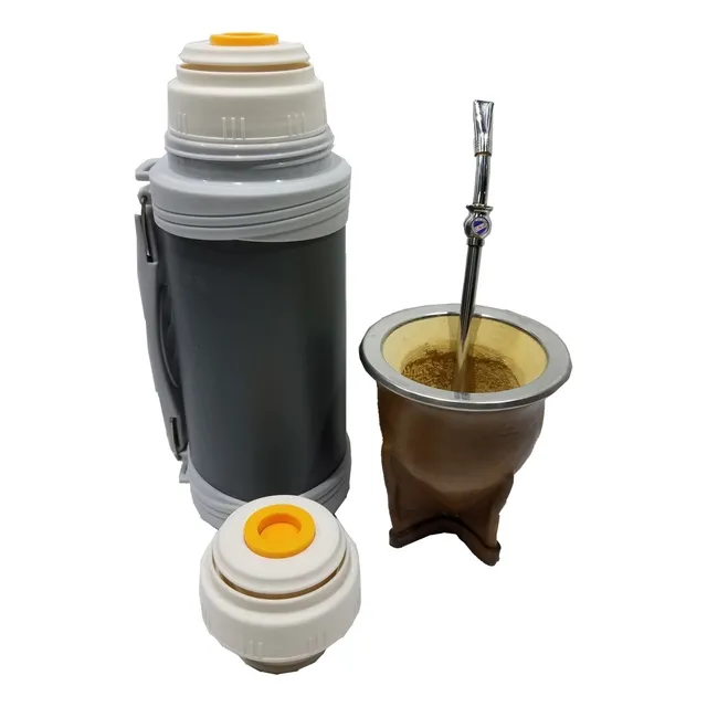 Termo Acero Inox + Mate Forrado + Bombilla Club Nacional