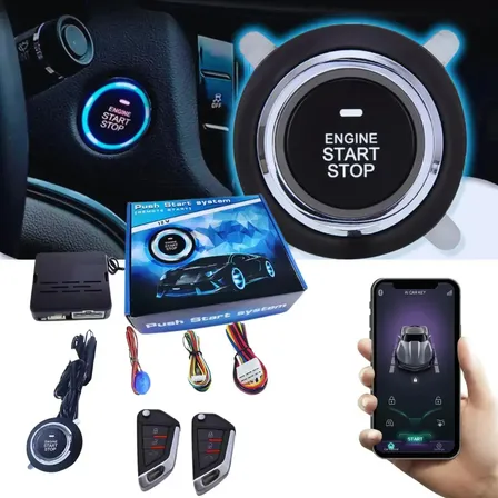 Kit Start Stop Cvlite Universal 2 Chaves, Partida Remota, Chave De Presença Pke, Bluetooth, Antifurto, Auto Lock E Função Pânico Para Carro 12v Com Led