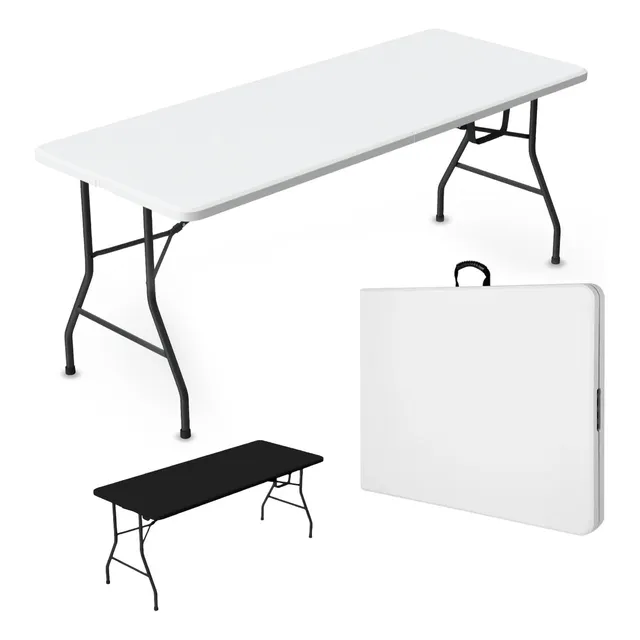 Cuory Mesa Plegable 1.80 Cm Exterior Jardin Tipo Portafolio Plástico Color Blanco Cuo-4726