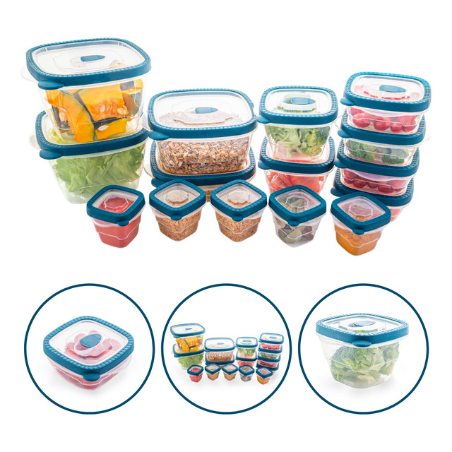 Kit 15 Potes Herméticos Empilhável Porta Alimentos Com Tampa Kit 15 Potes Herméticos Empilhável Porta Alimentos Com Tampa
