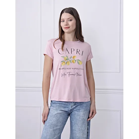 Remera Corta Algodon Lemons Mujer - Jaguar Azul