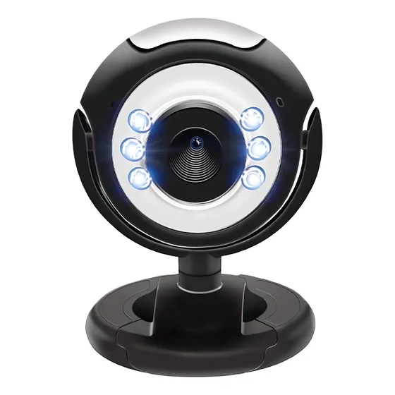 Webcam Lehmox Ley-53 Luz Led 360°g Hd 720p Usb Microfone Cor Preto