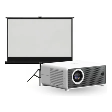 Proyector Portátil Hexa 8000lm + Telón 60 Negro Levo Negro