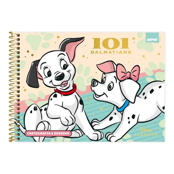 Caderno Desenho Capa Dura 80f Clássico 101 Dálmatas Cachorro