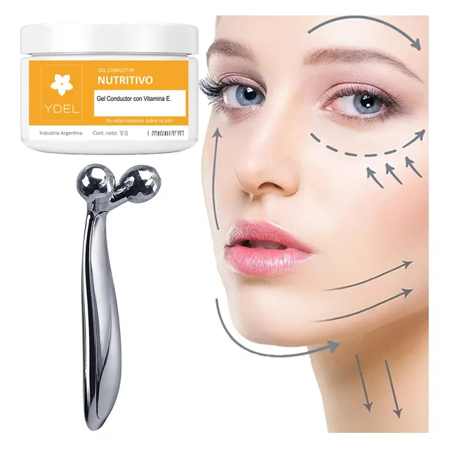 Masajeador 3d Facial + Gel Conductor Nutritivo Vitamina E