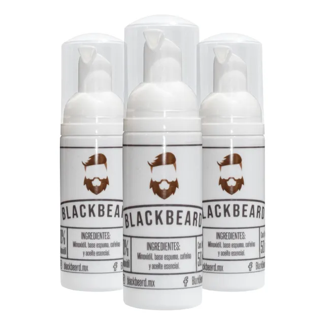 Minoxidil Al 10% Espuma Blackbeard Con Cafeína 3x2 (3piezas)