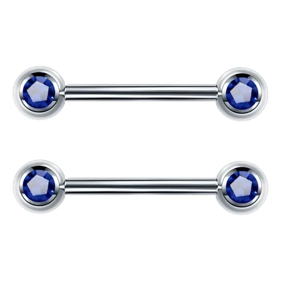 Par Pezoneras De Titanio Con Zirconias 14g Piercing Pezón