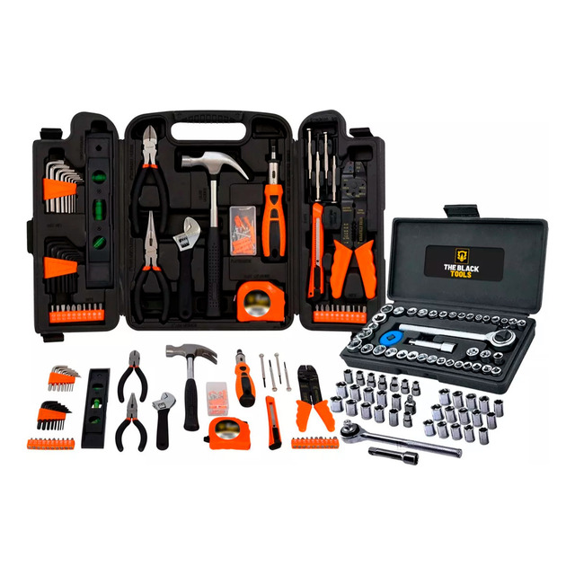 Kit Jogo De Ferramentas Completo C/ Soquetes E Chaves The Black Tools Kit Jogo De Ferramentas Completo C/ Soquetes E Chaves The Black Tools