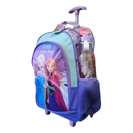 Mochila Frozen Original, Con Carrito, Rueditas, 42 Cm
