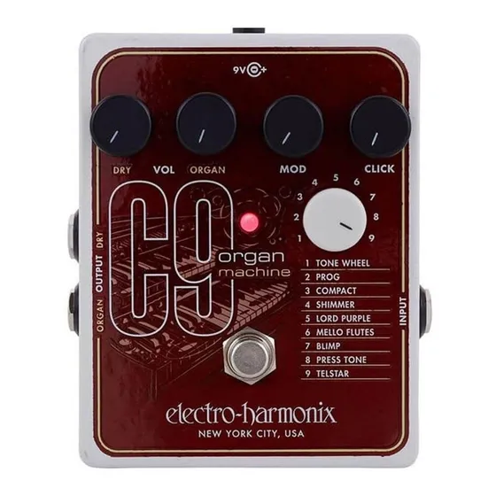 Pedal de emulador de órgão Electro Harmonix C9 Organ Machine, cor borgonha/branco