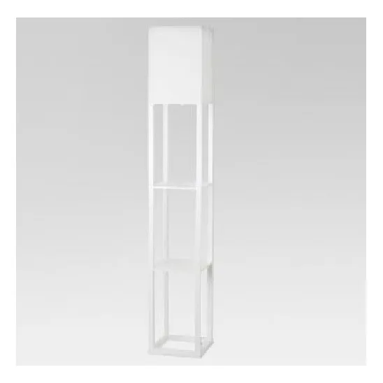 Lampara De Piso  Con Estante Elegante Blanca Threshold