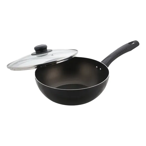 Wok Universal Aliada 24cm Tapa De Vidrio Antiadherente 
