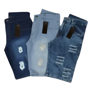 Kit 3 Bermudas Masculinas Moda VerĂŁo Rasgada Moda Premium Kit 3 Bermudas Masculinas Moda VerĂŁo Rasgada Moda Premium