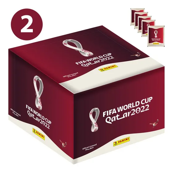 2 Cajas 104 Sobres Laminas De Copa Mundial De Qatar Año 2022