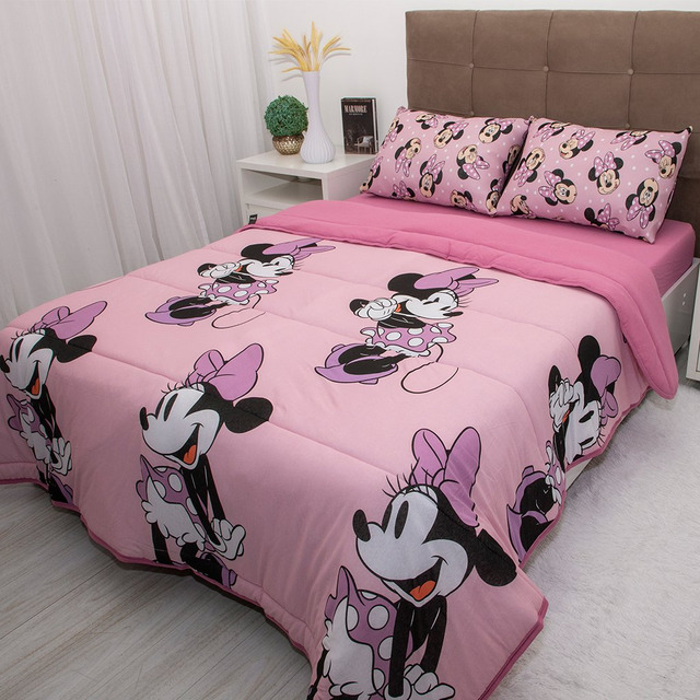 Edredom Casal Mickey & Minnie Disney Malha 100% Algodão 200x Cor Minnie Beauty Rosa Edredom Casal Mickey & Minnie Disney Malha 100% Algodão 200x Cor Minnie Beauty Rosa