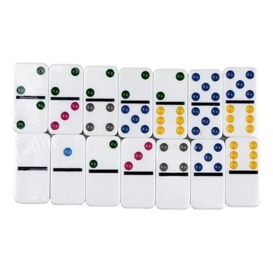 Dominó Doble 6 A Color 28 Fichas Juego De Mesa Con Caja Lujo