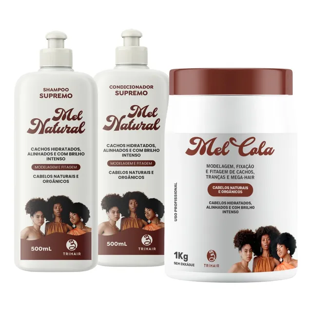 Kit Mel Cola 1kg + Shampoo + Condicionador Mel Natural