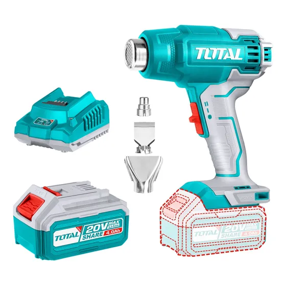 Pistola De Calor Total 20v 300/550ºc - Batería Y Cargador