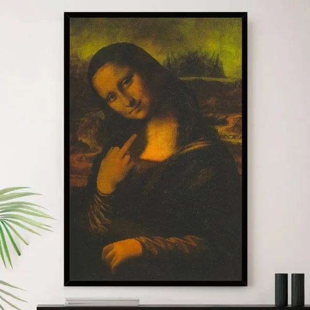 Quadro Monalisa Irritada Dedo Do Meio Decorativo A3 35x45cm