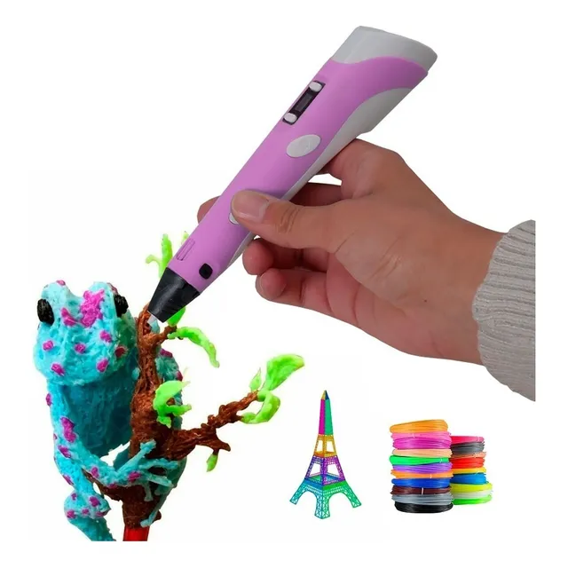 Duaitek lapiz 3d impresora lapicera lcd base mas filamentos color rosa