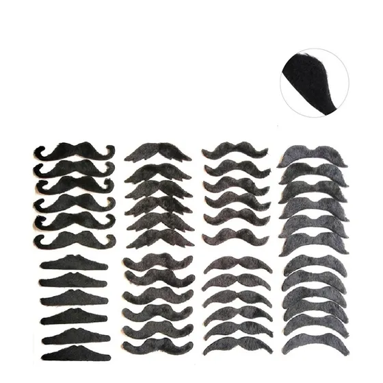 48 Pçs Bigode Postiço Pelo Falso Barba Adesiva Para Festas 