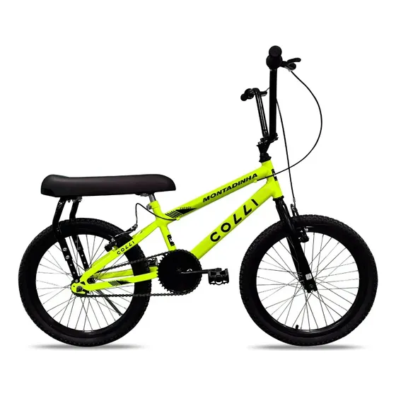 Bicicleta Colli Montadinha Aro 20 Selim Mobik Bagageiro Cor Amarelo Neon Tamanho Do Quadro 12