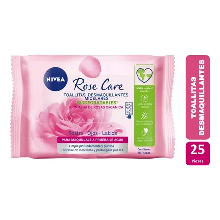 Toallitas Desmaquillantes Micerales Nivea Rose Care 25 Pzas