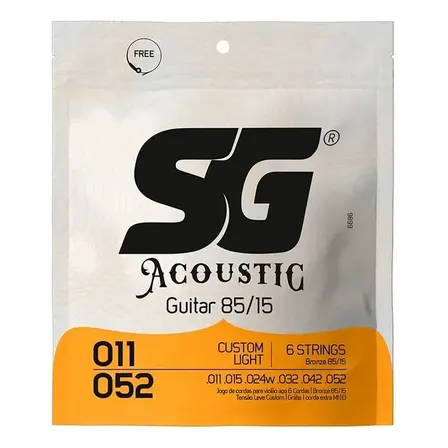 Encordoamento Violão Aço 011 Sg Bronze Custom Light Jg Corda