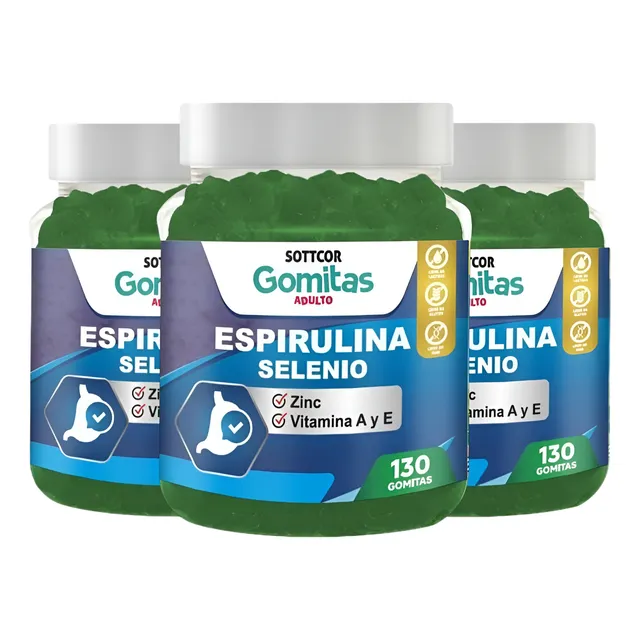 Pack 3 Detox Espirulina Para Adultos Gomitas Sottcor 100gr