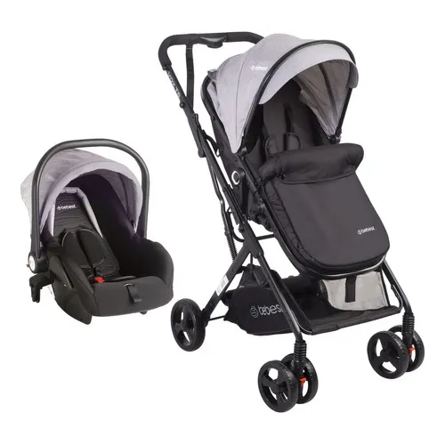 Coche Paseo Bebesit Travel System Vox 3en1 + Cubrecuerpo Color Gris Chasis Negro